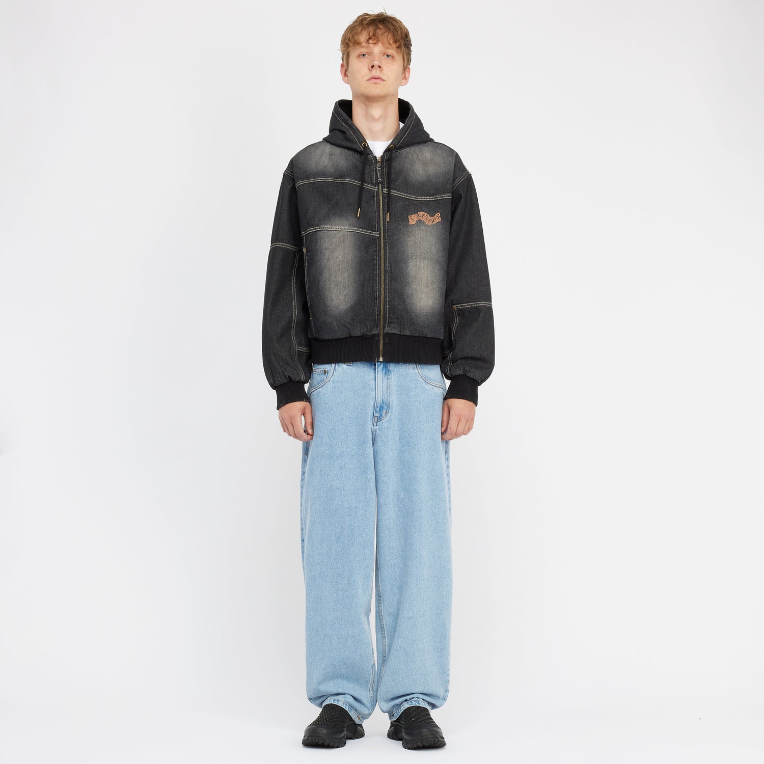 Classic Baggy Denim Pants, Blue Washed