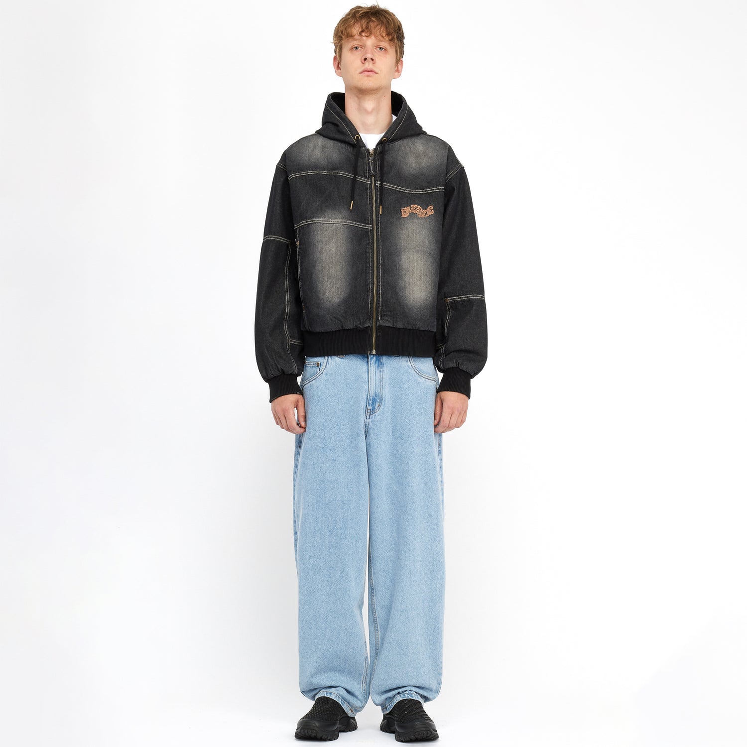 Hooded Utility Jacket, Sandblasted Black