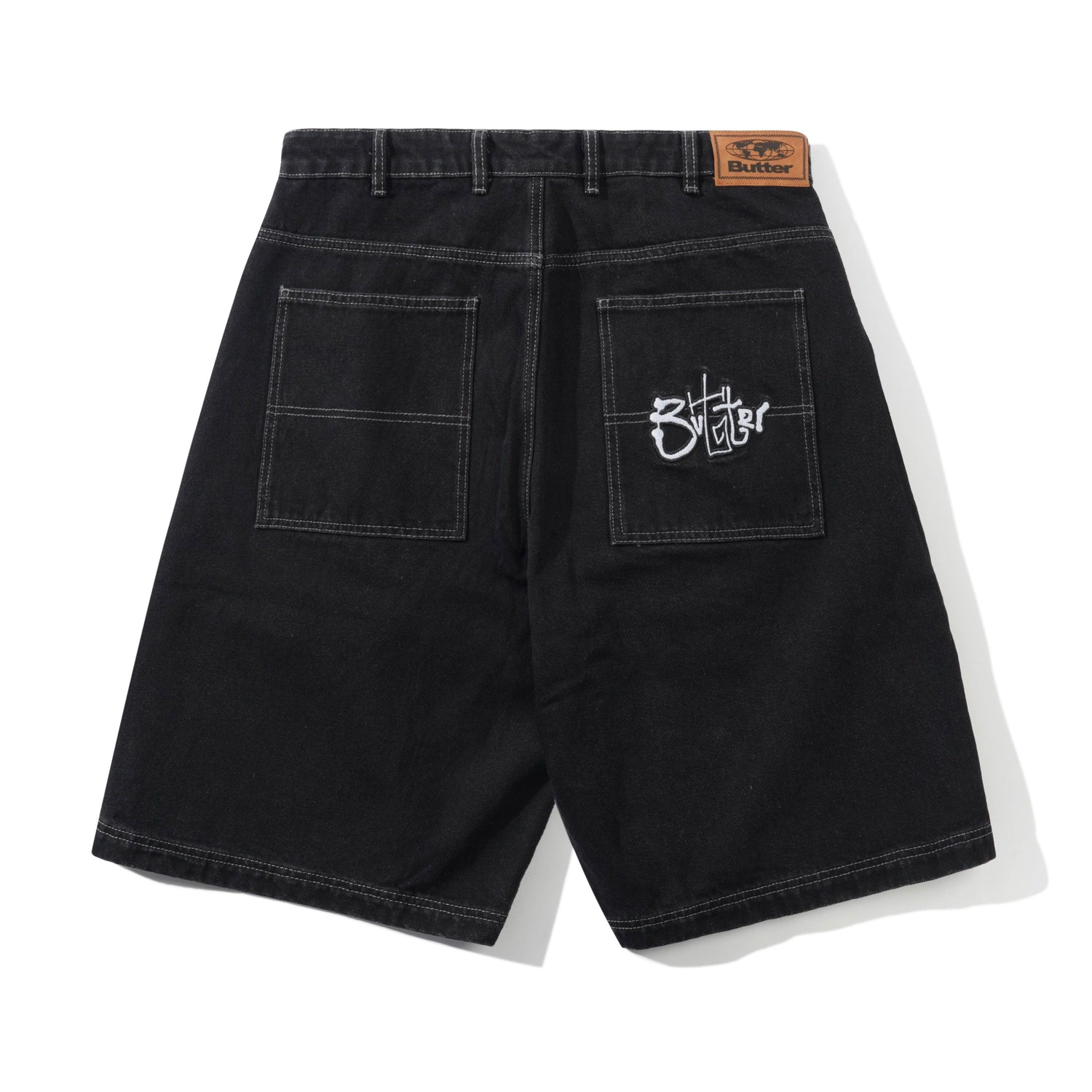 Scribble Denim Shorts, Washed Black