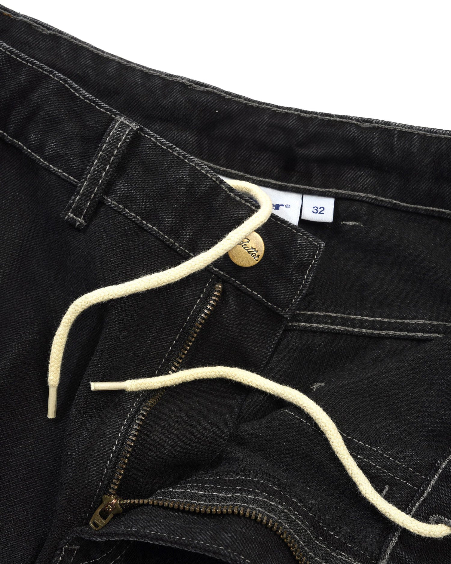 Scribble Denim Shorts, Washed Black