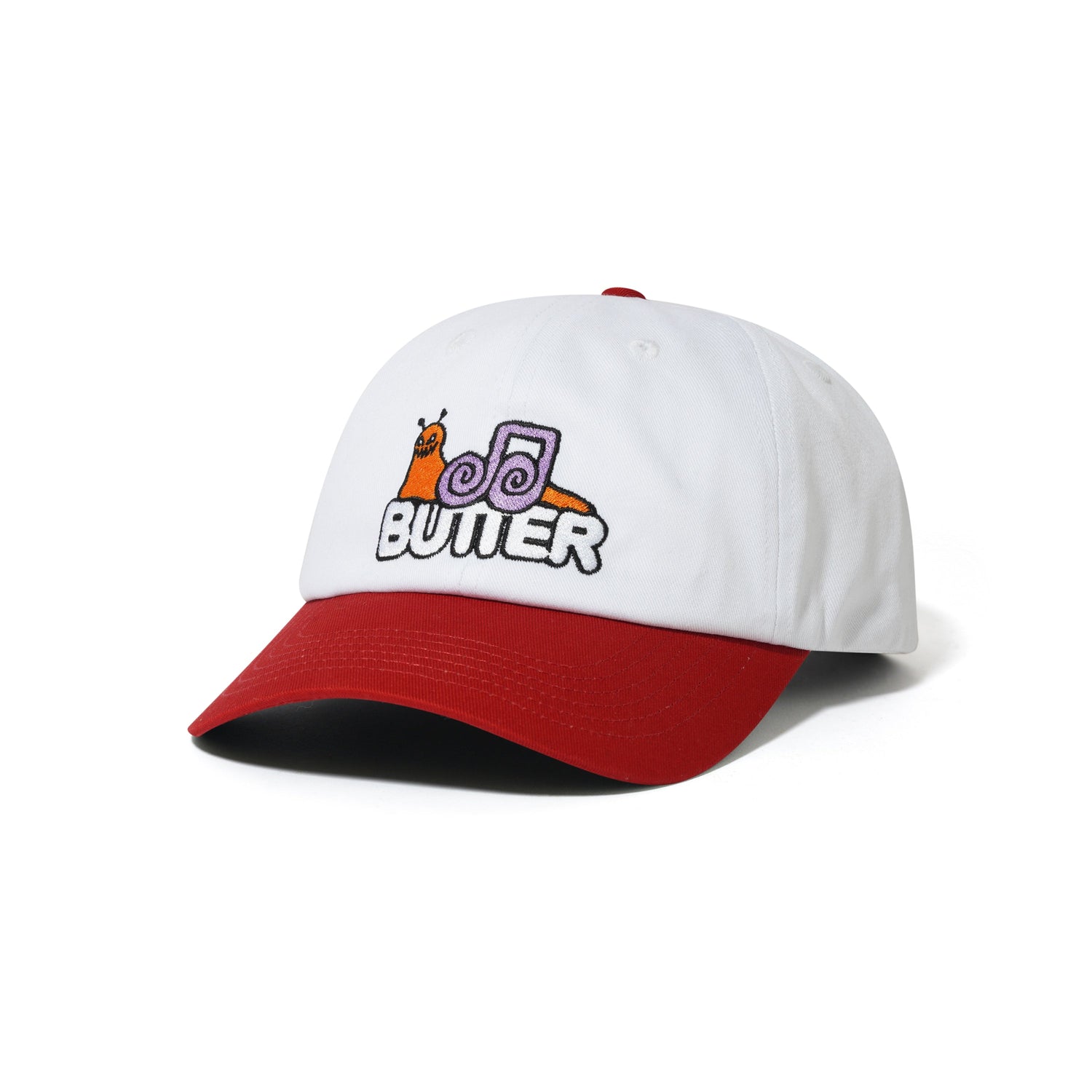 Snail 6 Panel Cap, White / Cardinal