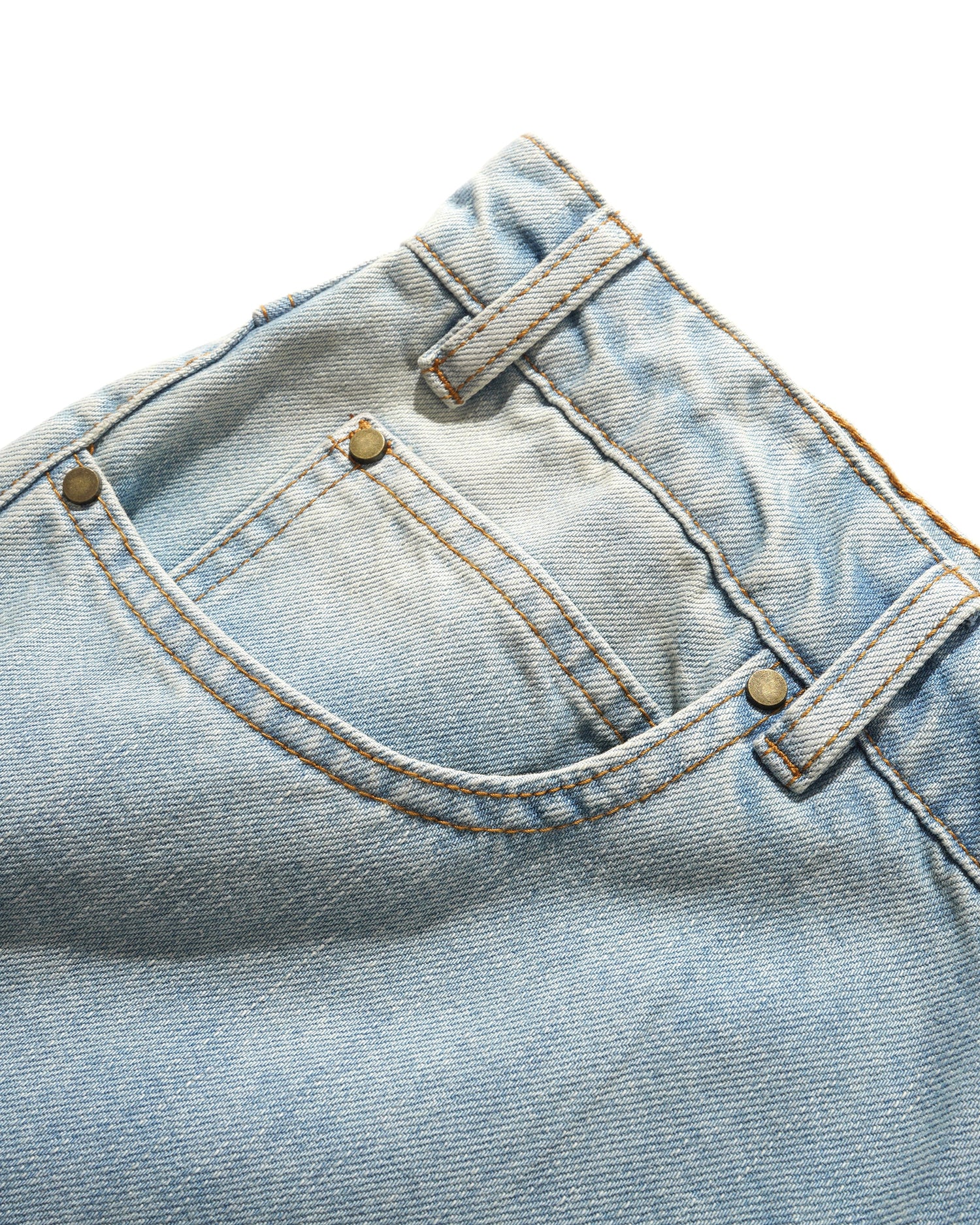 Straight Leg Denim Jeans, Distressed Light Blue