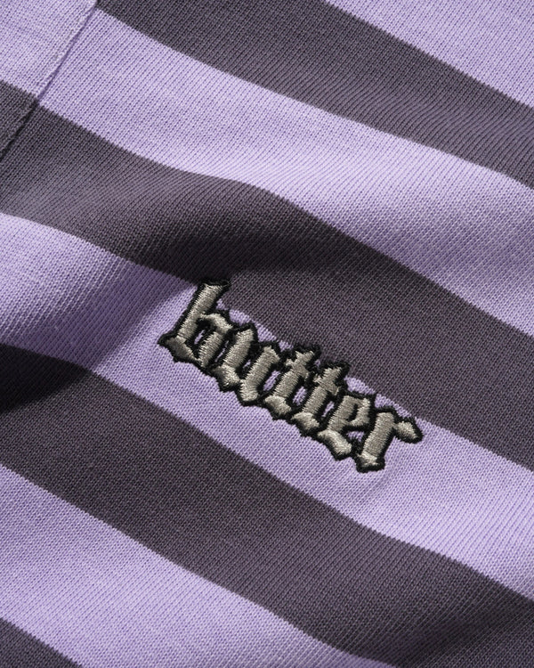 Butter Goods Striped Polo Shirt, Purple / Dusk
