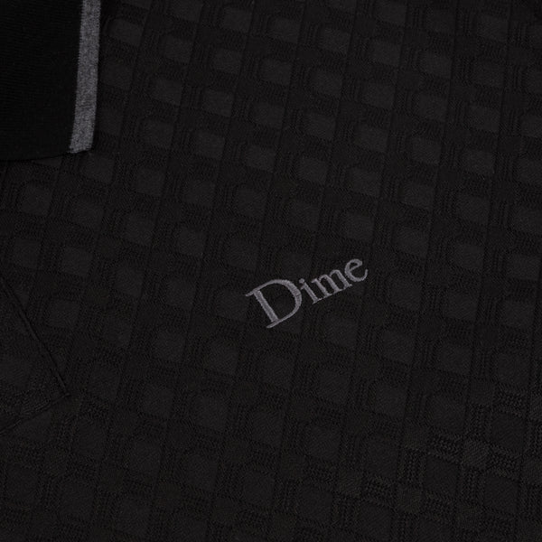 Dime Jacquard LS Polo, Black