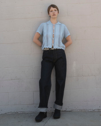 Womens Translucent Doily Top, Light Blue
