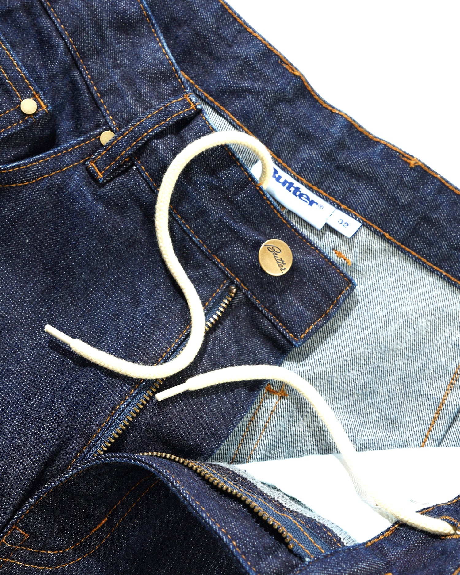 Wide Cut Denim Jeans, Selvedge Blue