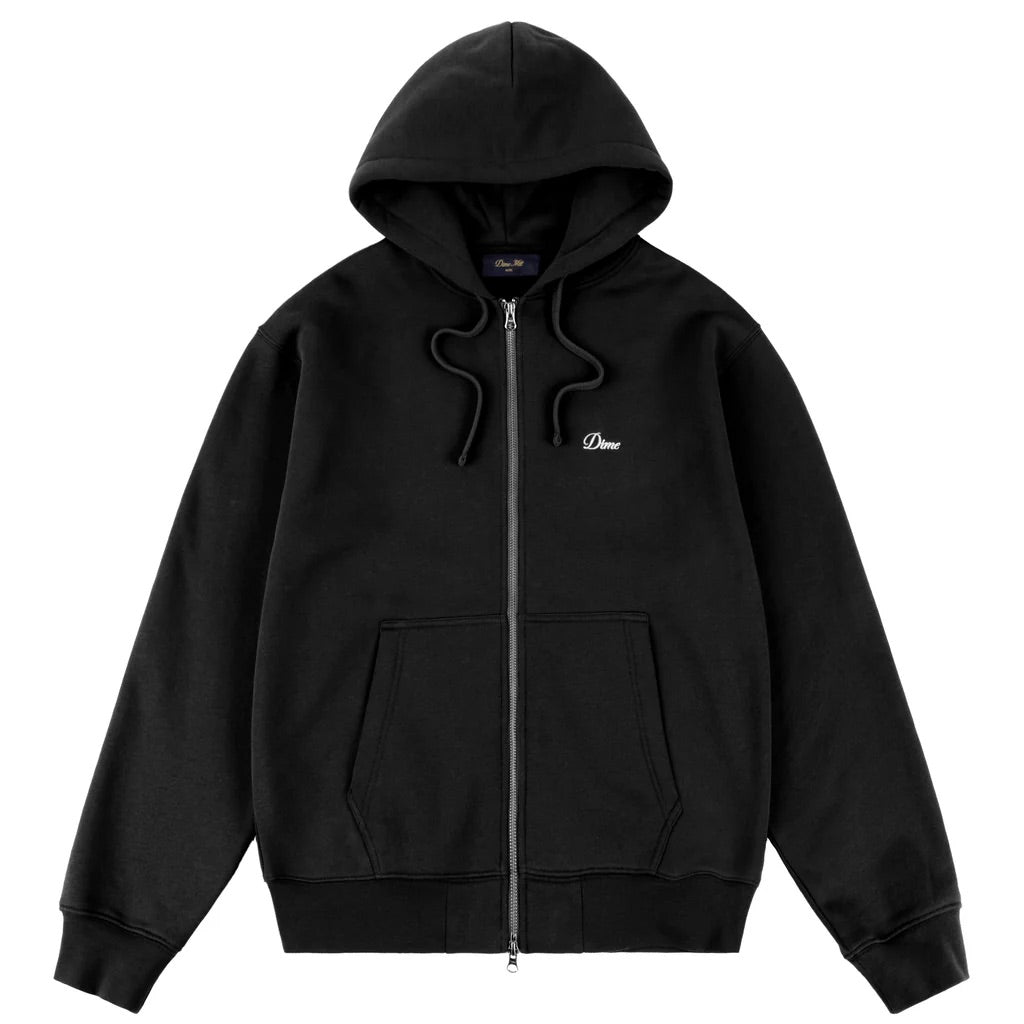 Cursive Zip-Thru Pullover Hood, Black