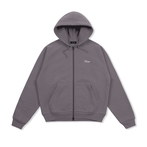 Dime Classic Small Logo Zip Hoodie, Charcoal Grape