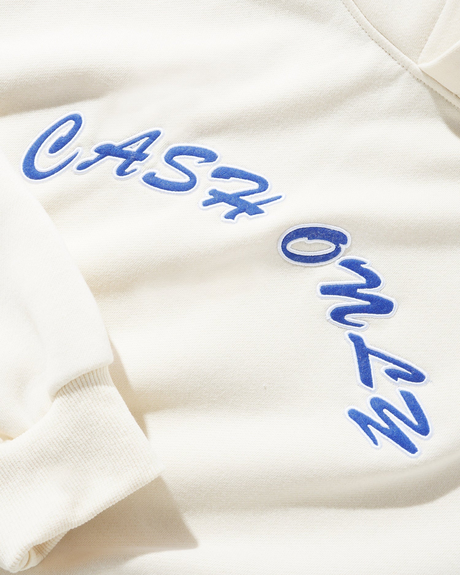 Felt Applique Logo Pullover Hood, Cream
