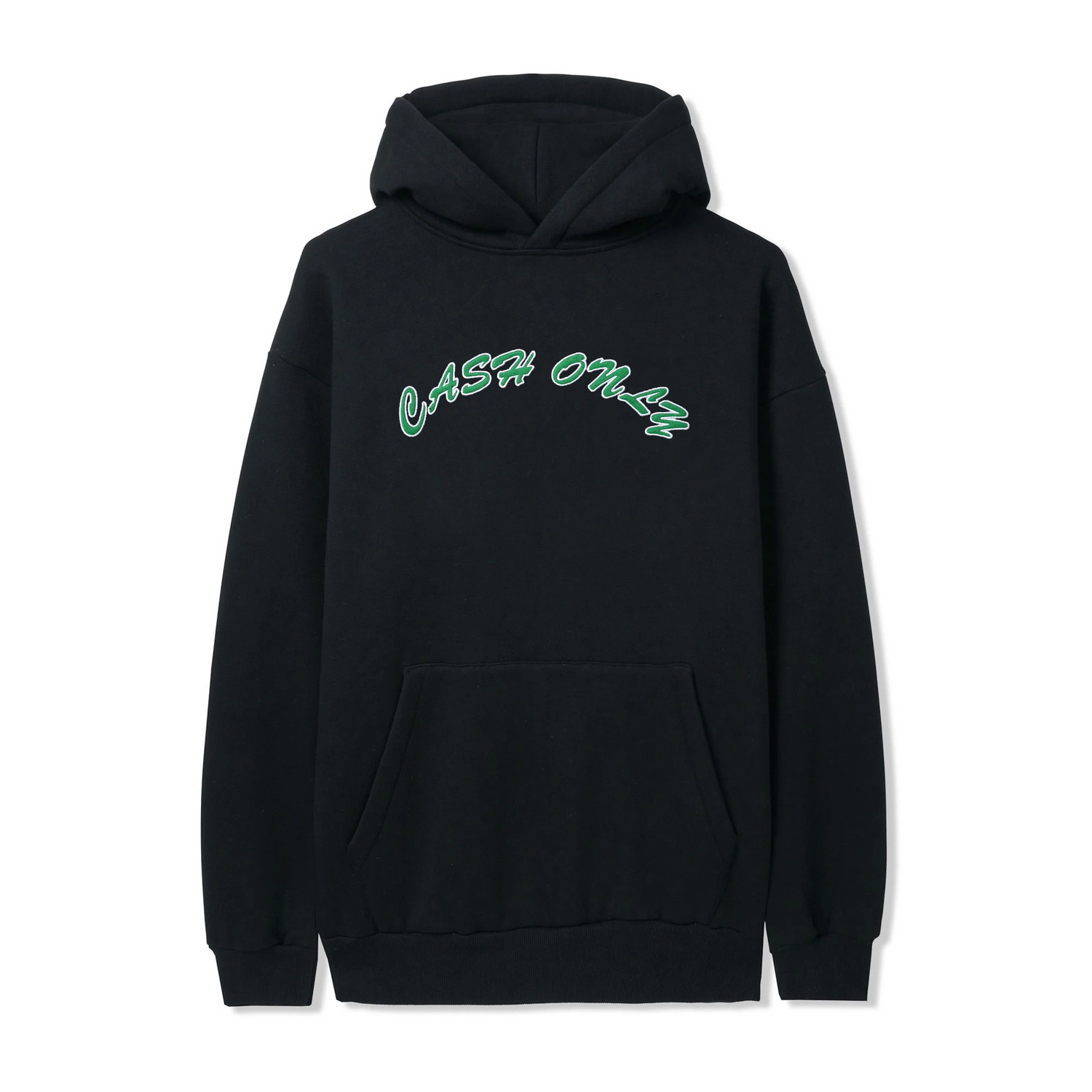 Felt Applique Logo Pullover Hood, Black