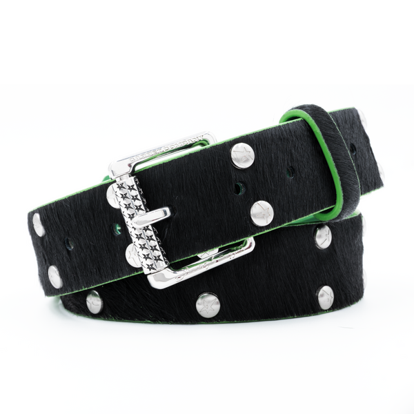 Carpet Company Pony Hair Studded Belt, Black