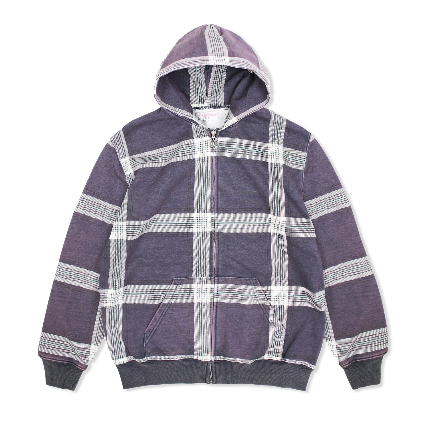 Crib Checked Zip-Thru Hood, Blue
