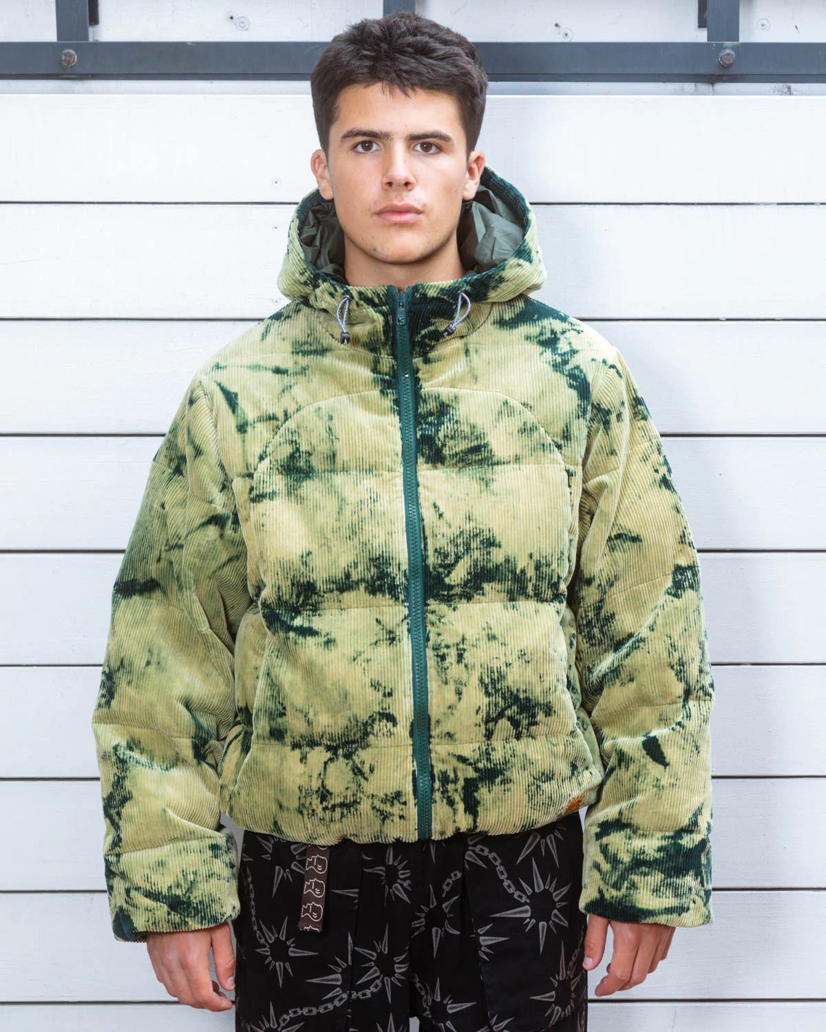 Bleach Dyed Dimension Puffer Jacket, Olive