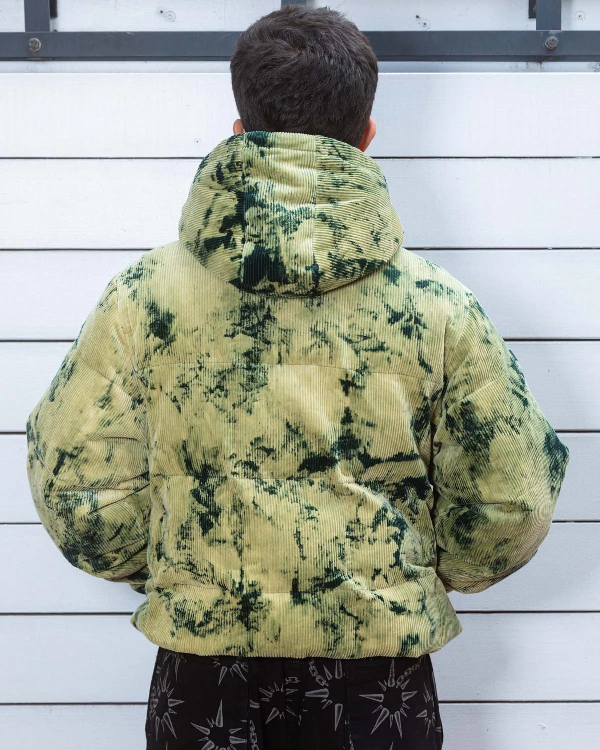 Bleach Dyed Dimension Puffer Jacket, Olive