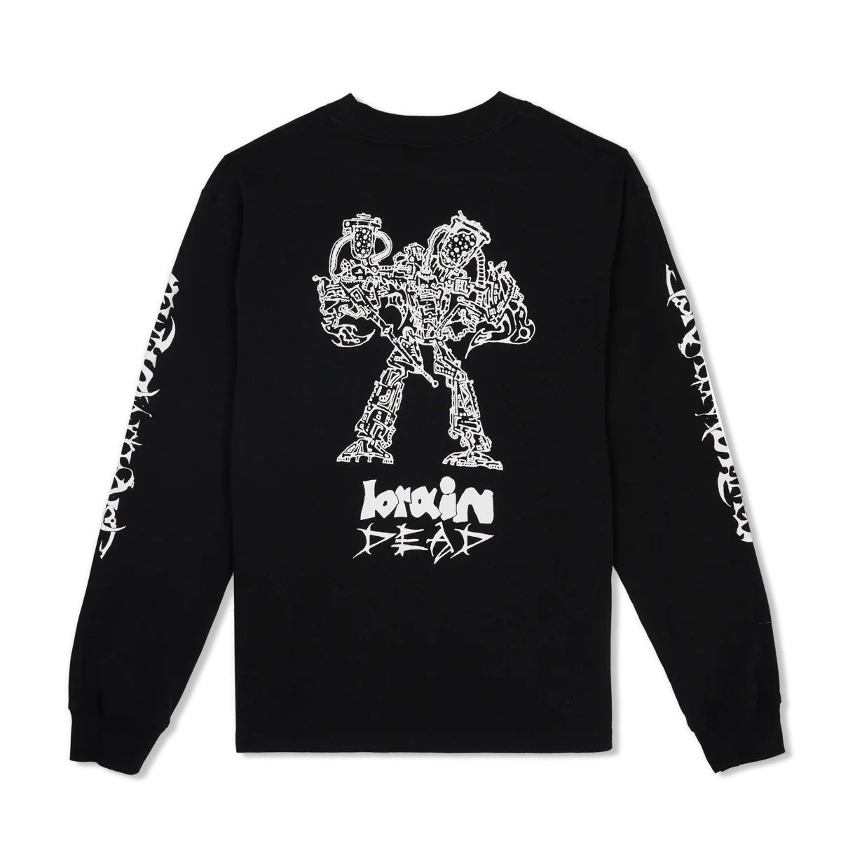 Skull Mech Long Sleeve Tee, Black