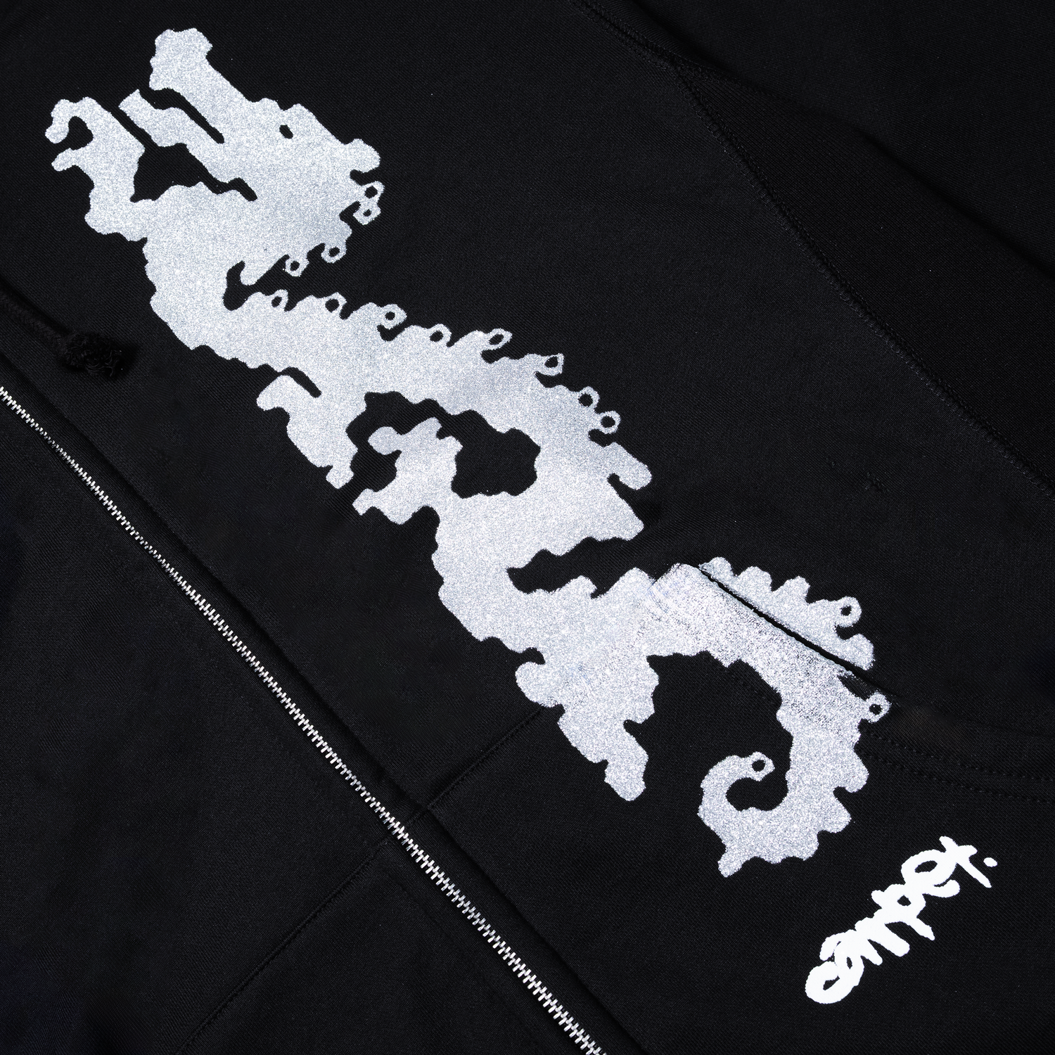 Dragon Zip-Thru Pullover Hood, Black