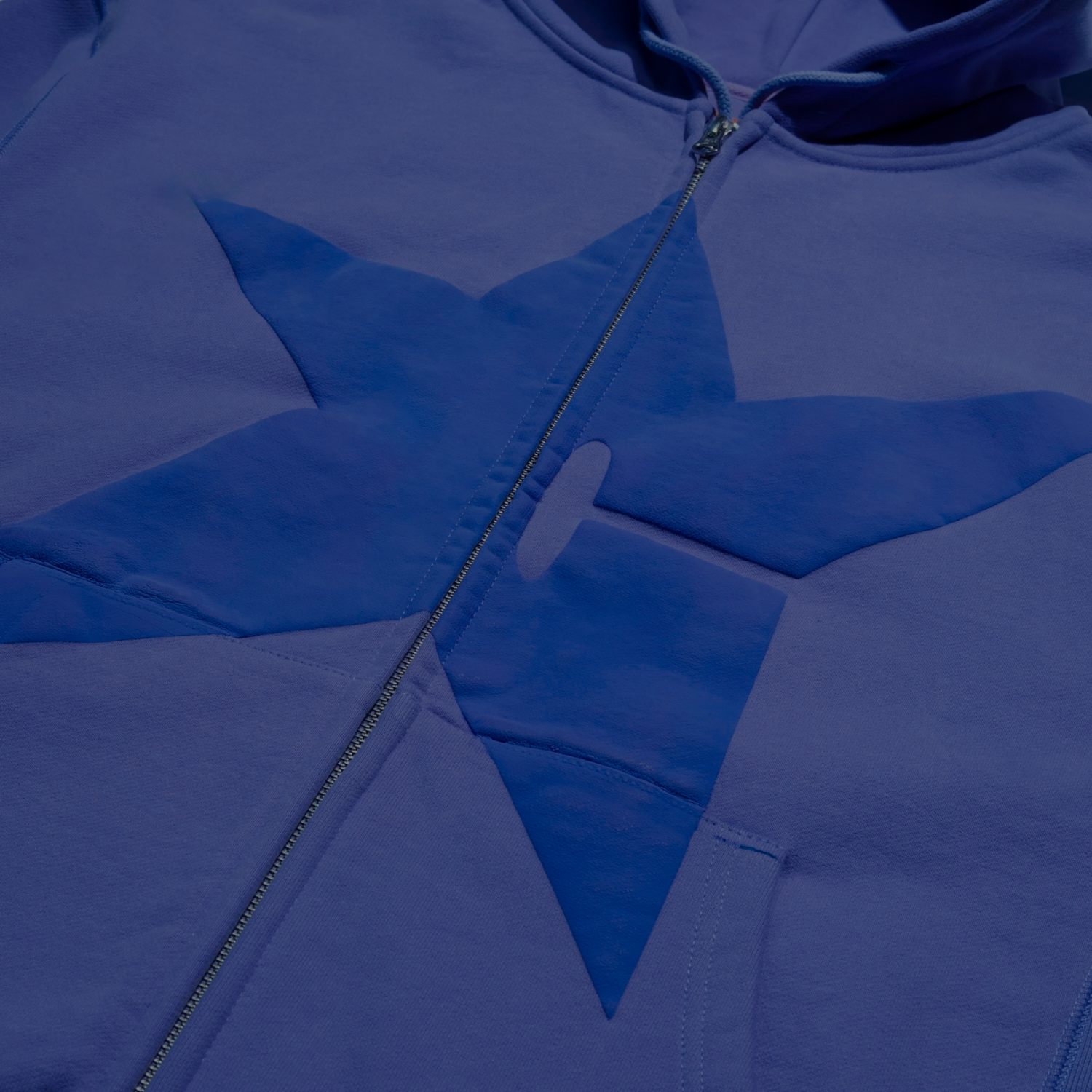 Puff Print Zip-Thru Pullover, Blue