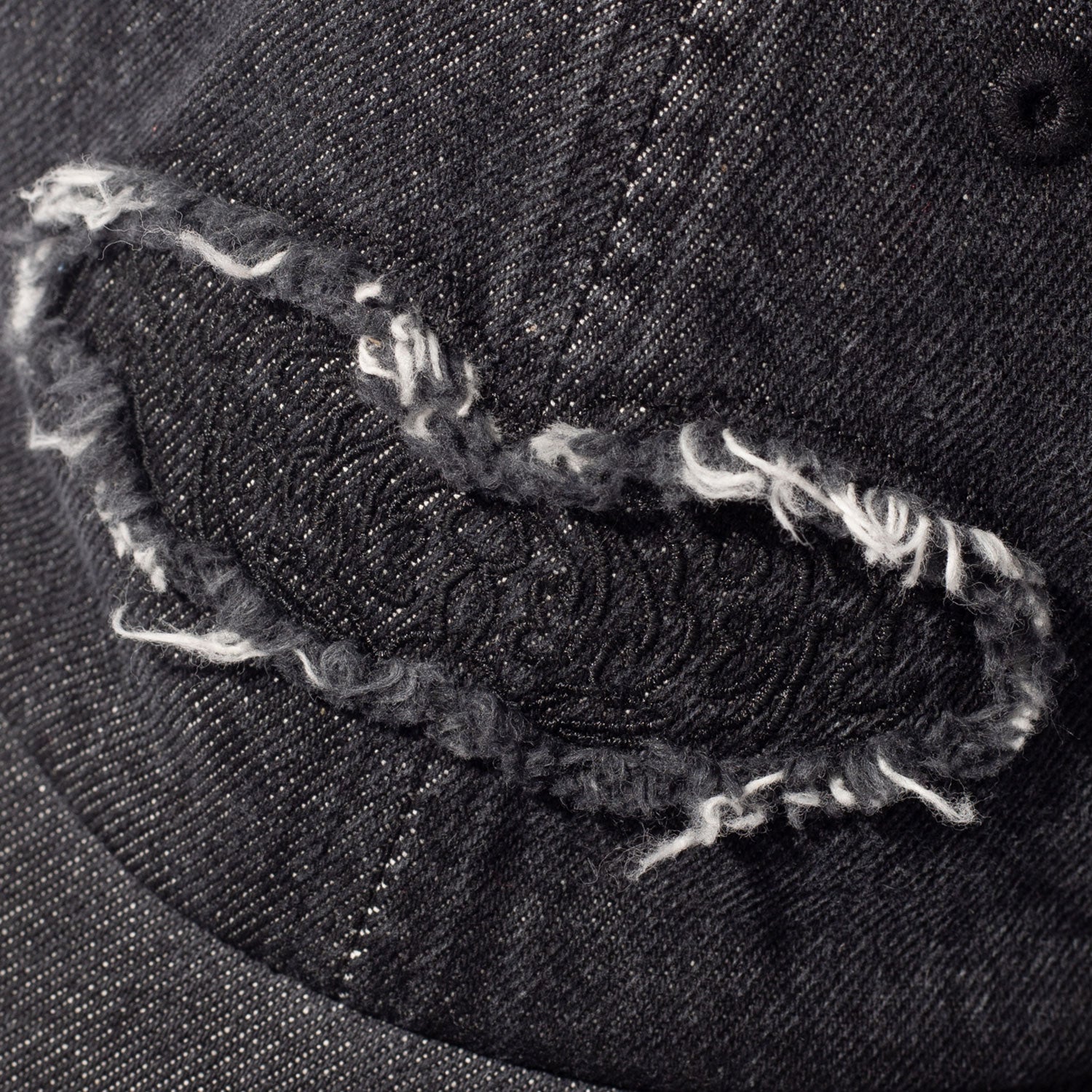 Applique Denim Cap, Black
