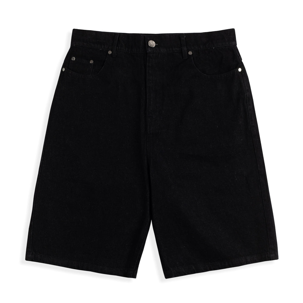 Tribal Denim Shorts, Washed Black