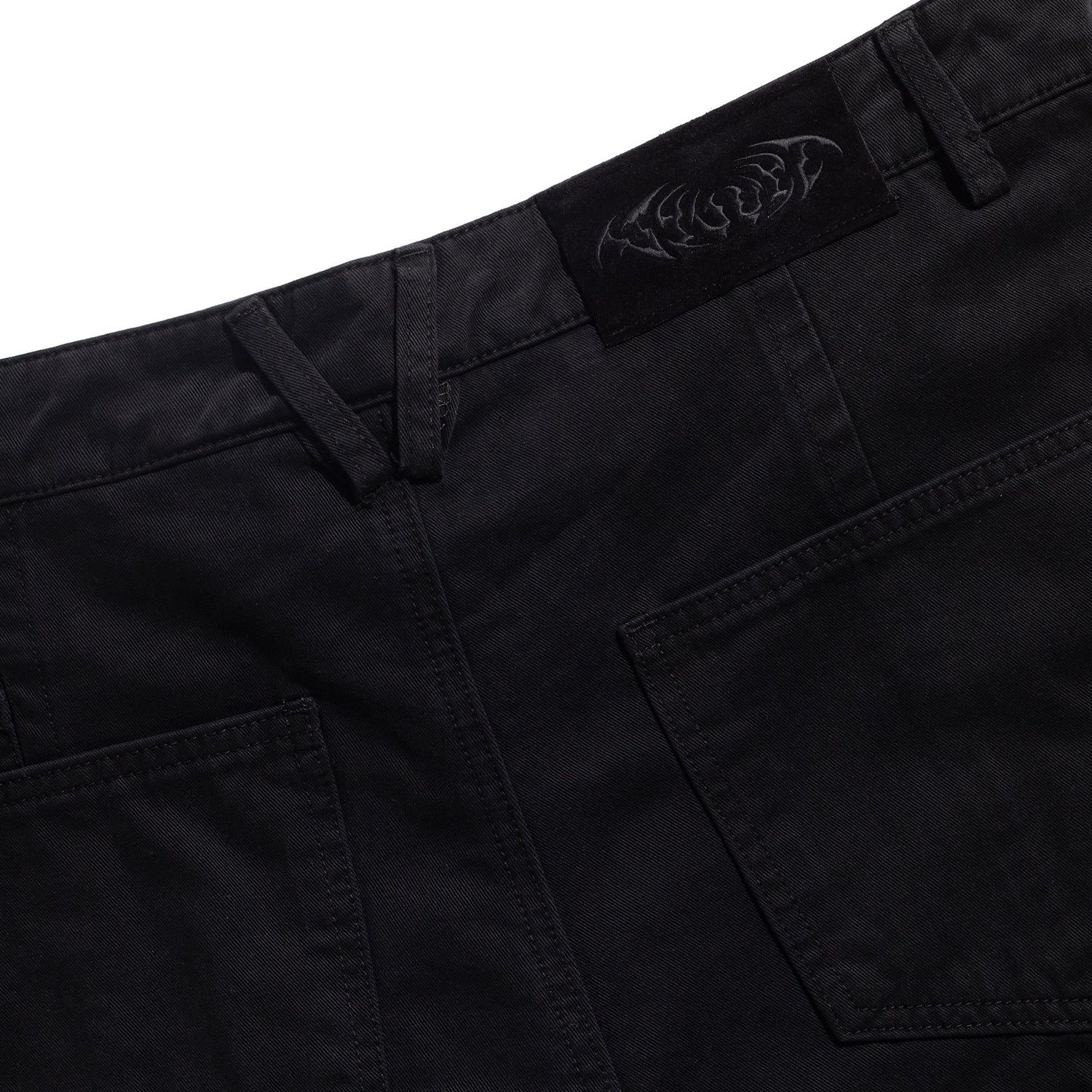 Wide Leg Canvas Pants, Black