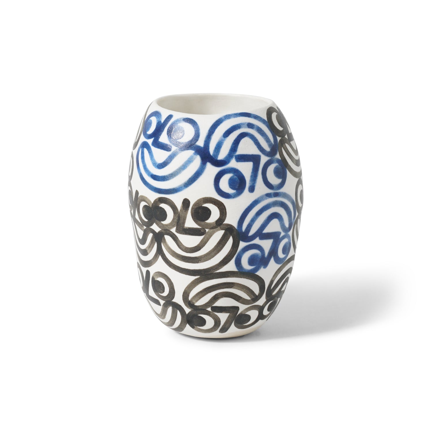 Small Smile Vase, Blue / Black