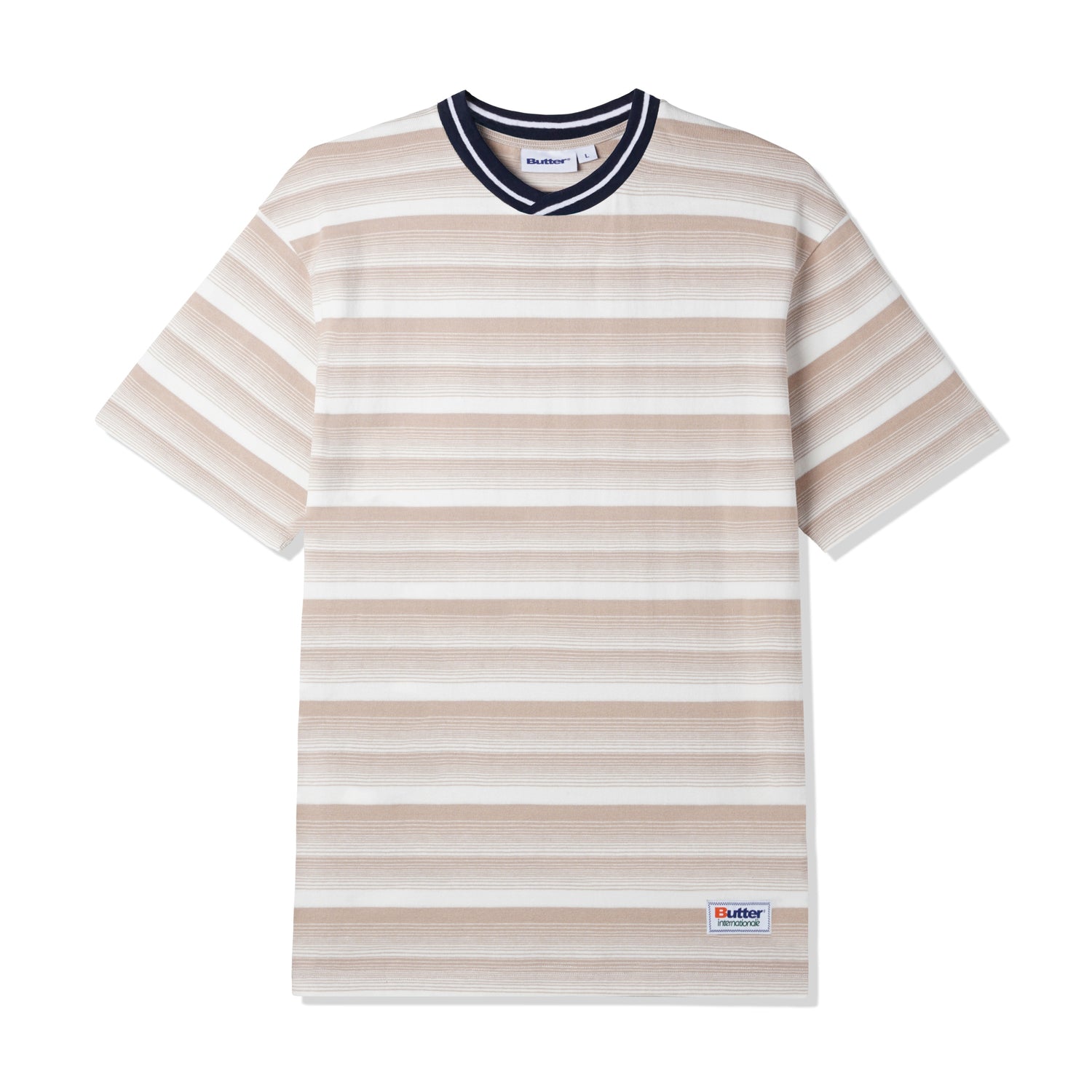 Internationale Striped Tee, White / Khaki
