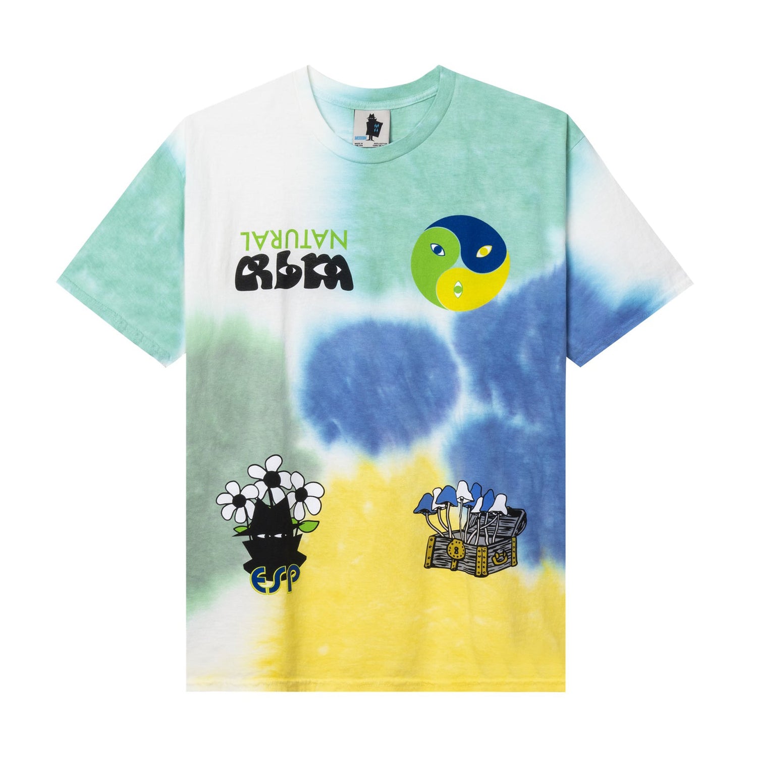 Psychic Plant Tie Dye Tee, Blue / Green
