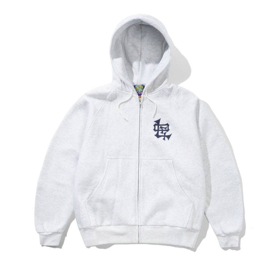 Crest Applique Zip-Thru Hood Ash