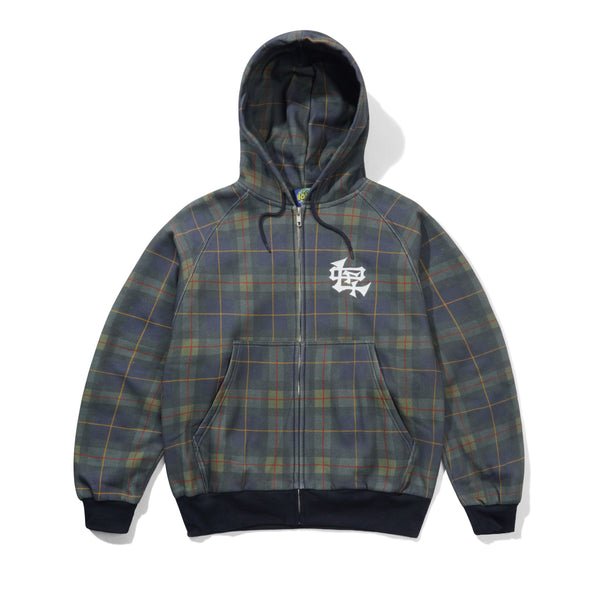 Crest Applique Zip-Thru Hood Plaid