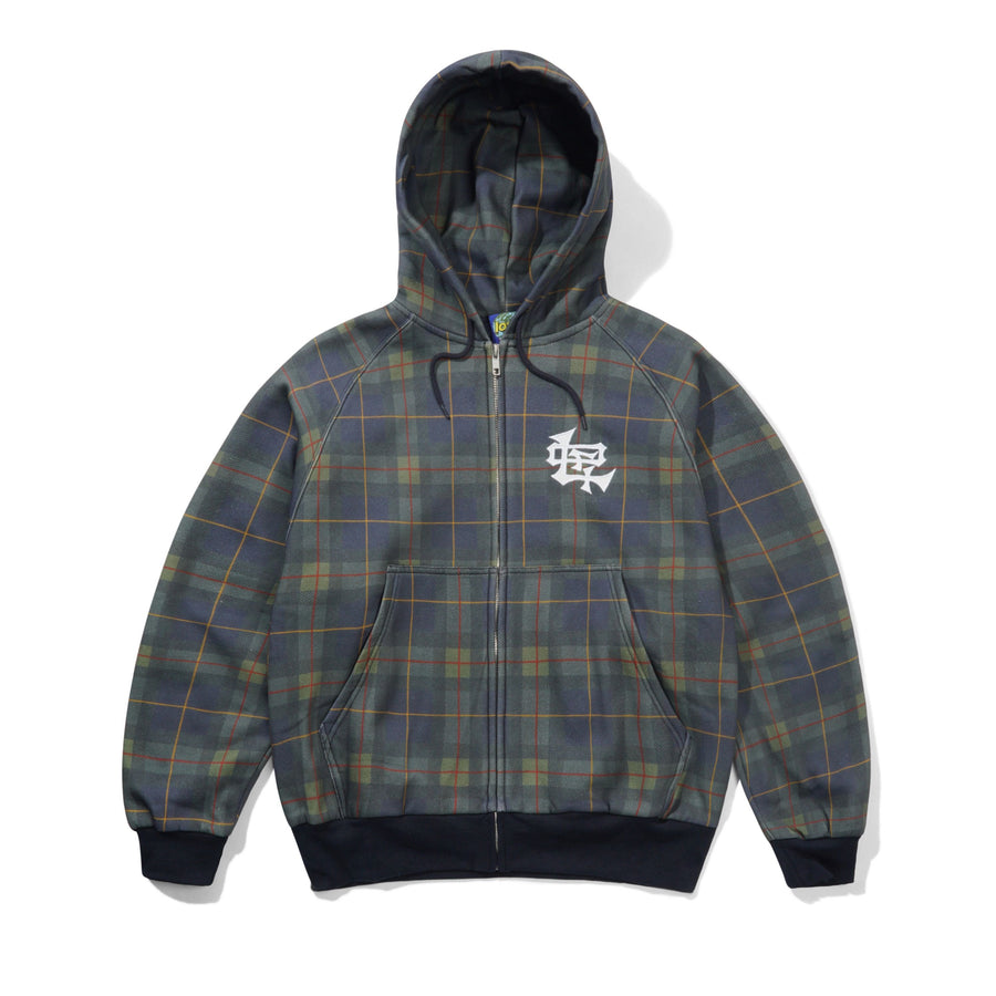 Crest Applique Zip-Thru Hood Plaid