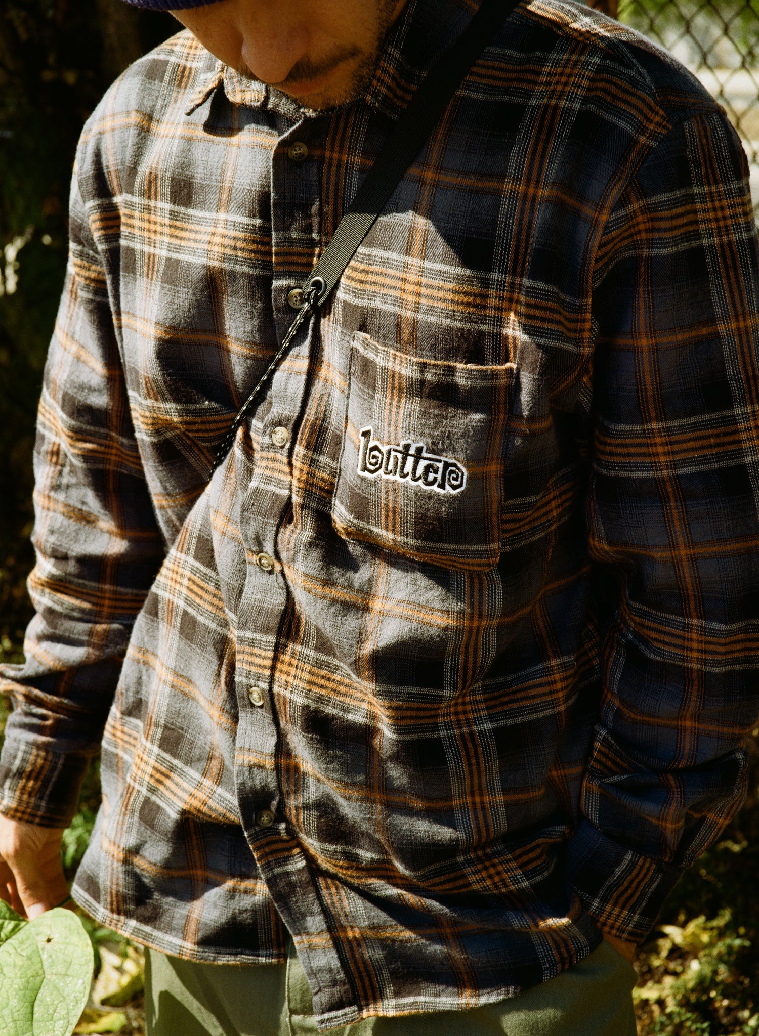 Swirl Plaid Shirt, Brown / Blue