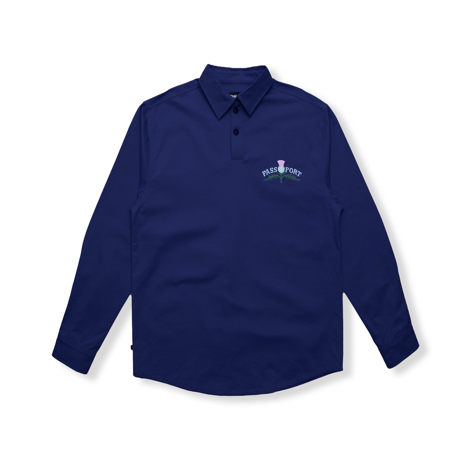 Thistle Embroidery AG L/S Shirt, Navy