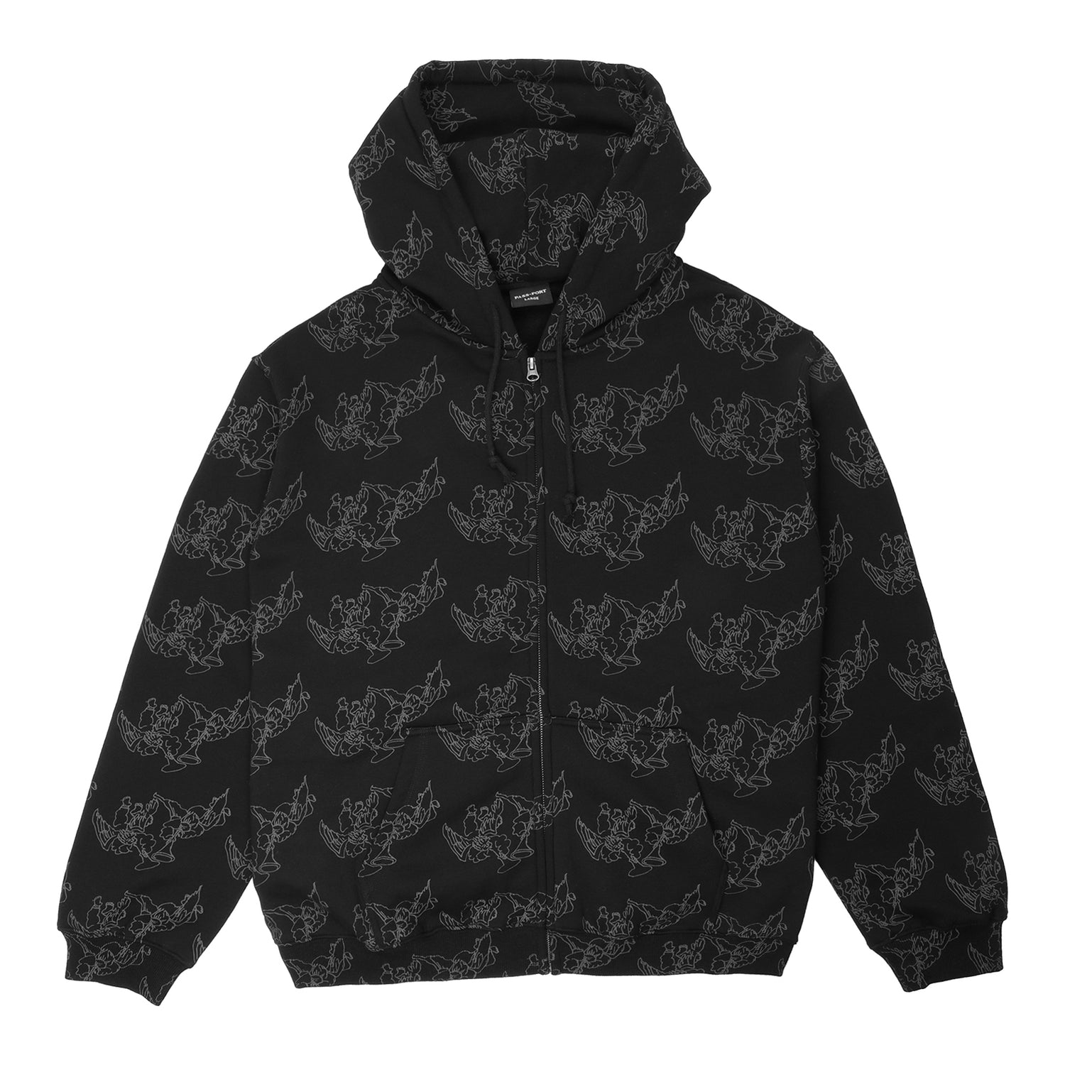 Trumpets Zip-Thru Pullover Hood, Black