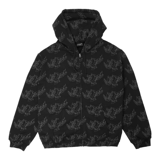 Trumpets Zip-Thru Pullover Hood, Black