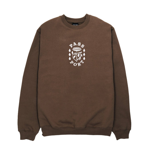 Fountain Embroidery Crewneck, Bark