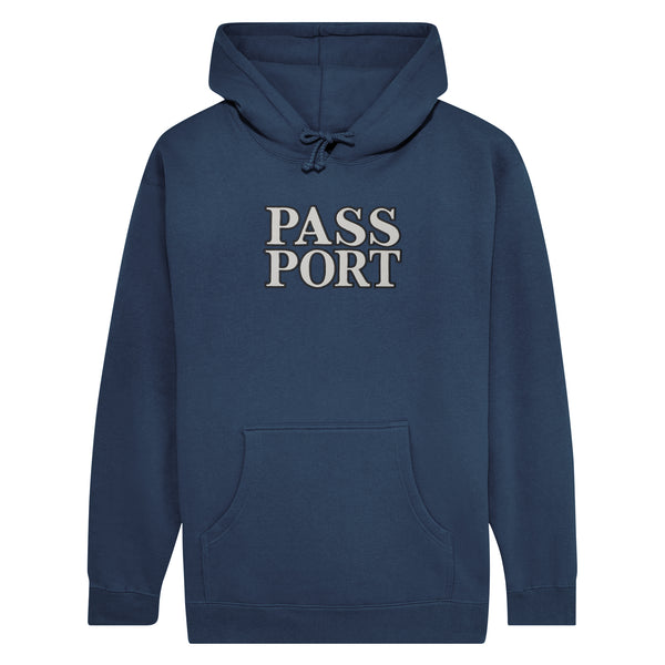 Pass~Port Official Stacked Applique Pullover Hood, Navy