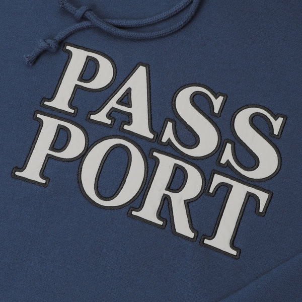 Pass~Port Official Stacked Applique Pullover Hood, Navy