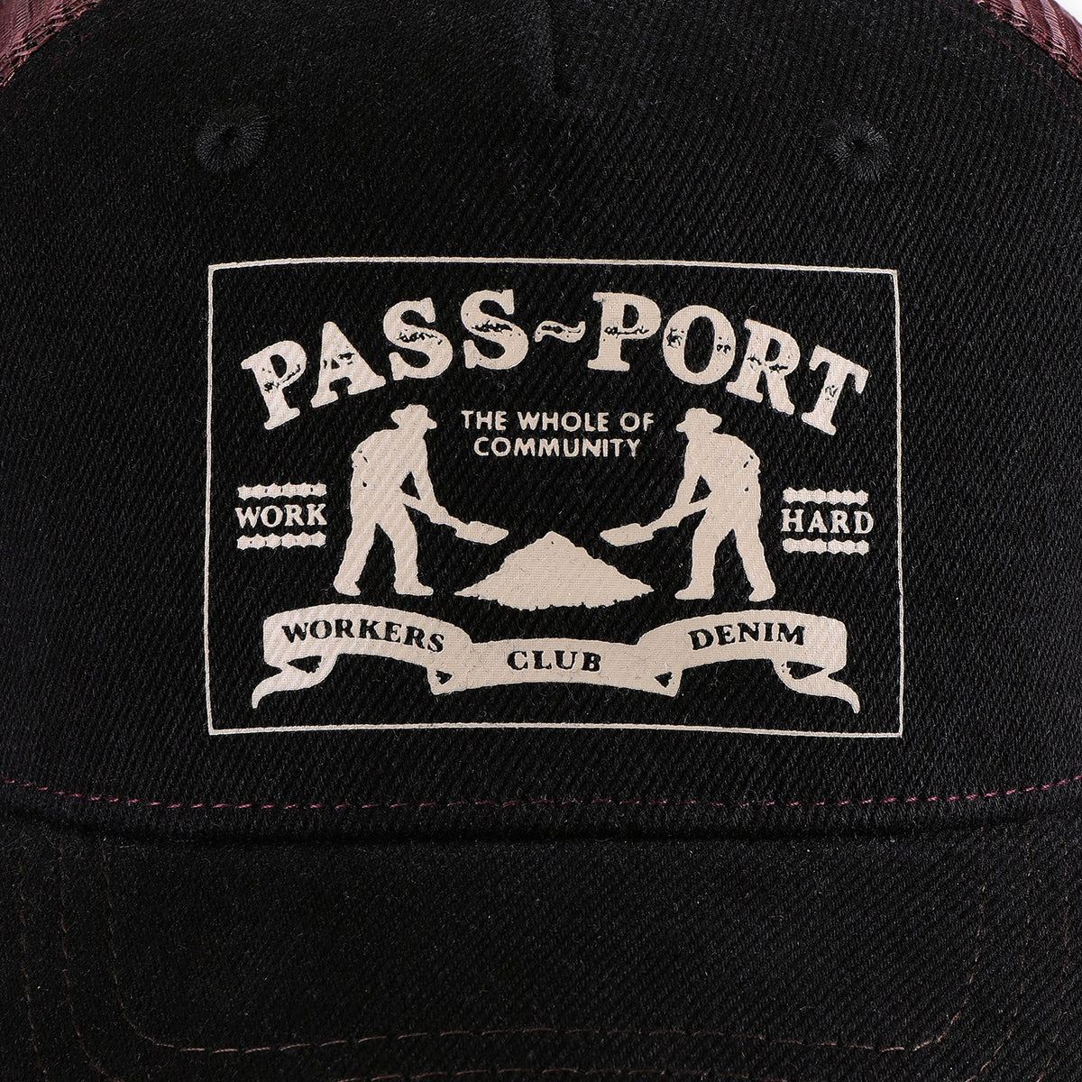 Workers club denim Packers Trucker Hat, Washed Black