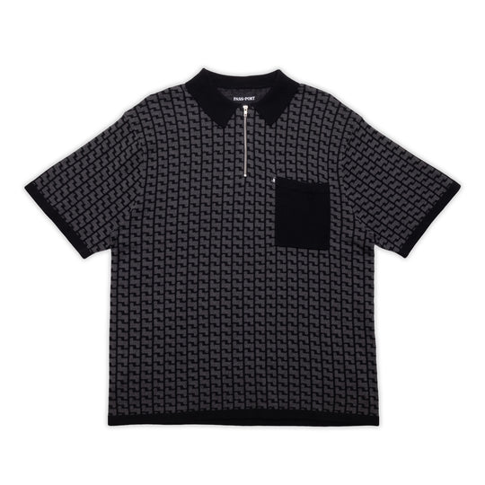 Drain Knit Polo, Black