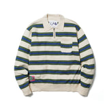 Border Polo Knit, White