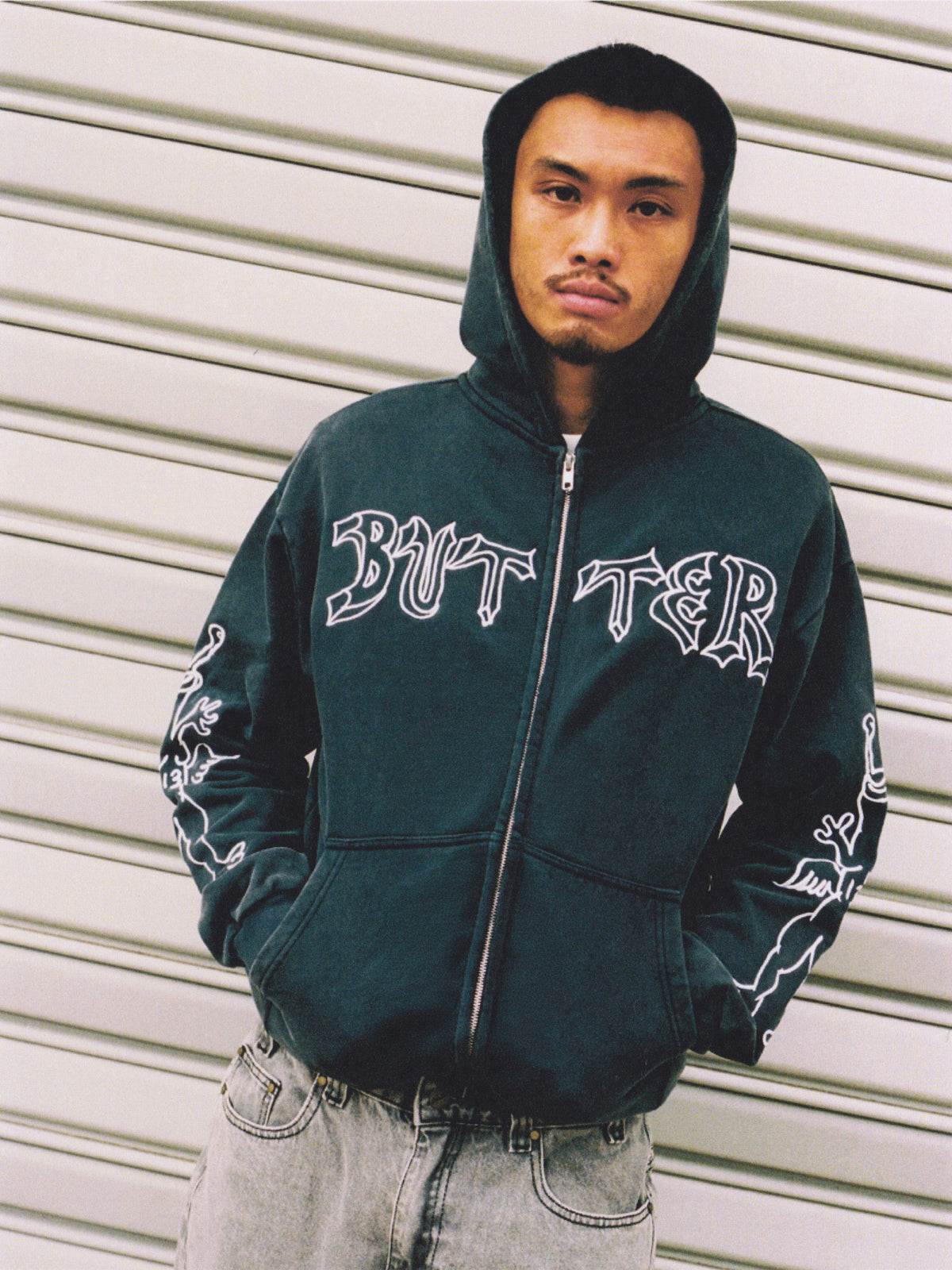 Thirteen Zip-Thru Hood, Washed Navy