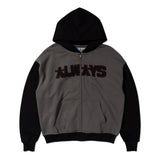 Human Applique Zip Up Hoodie, Black