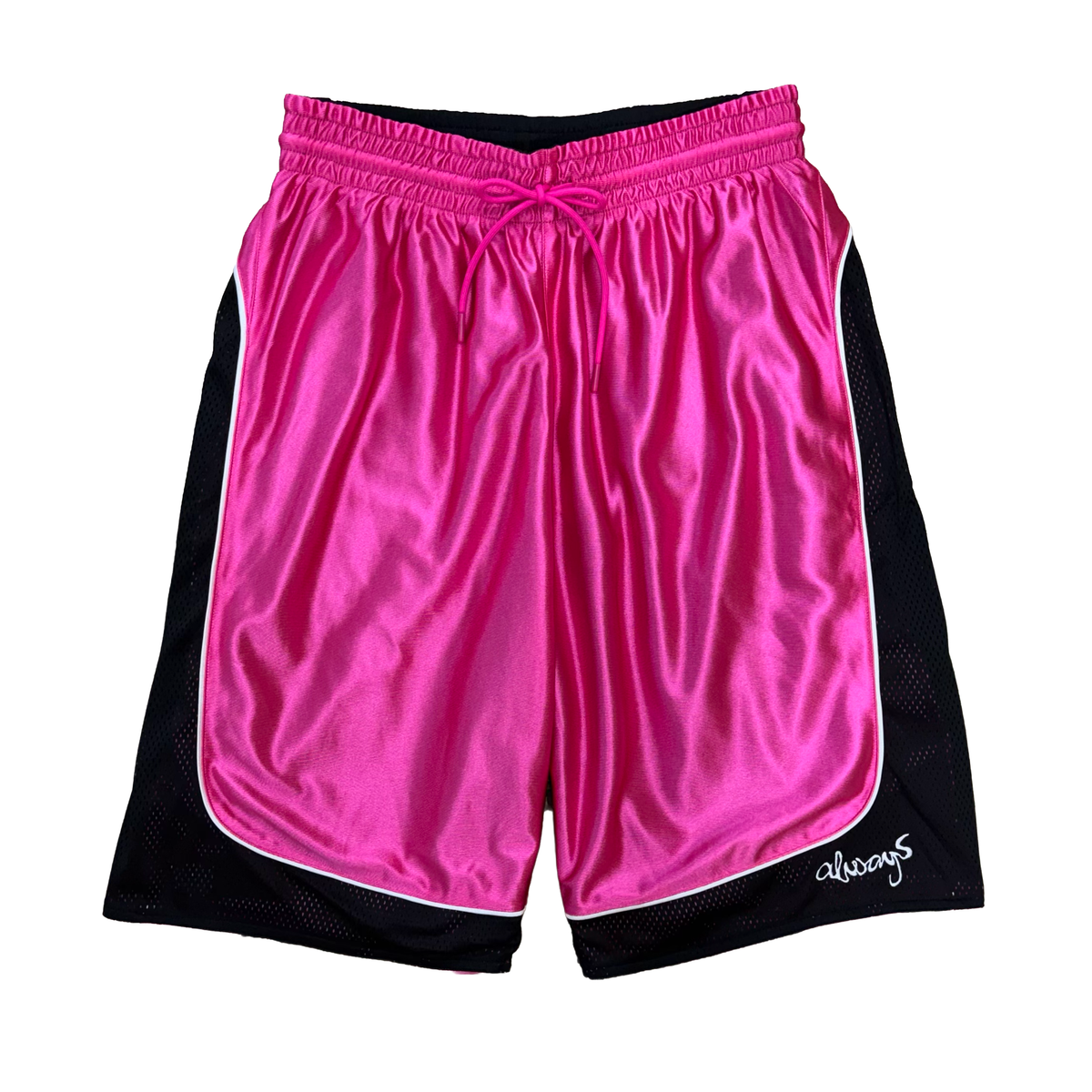 Reversible Court Short, Black / Fuchsia