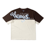 Waza Panelled Tee, Cream / Brown
