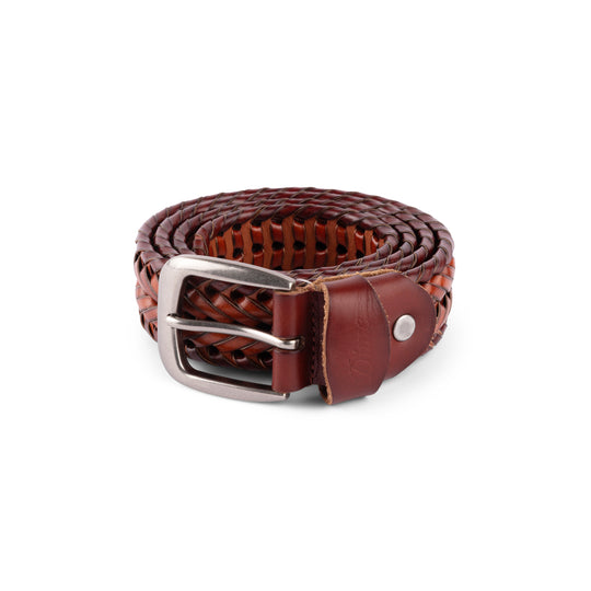 Braided Leather Belt, Caramel / Brown