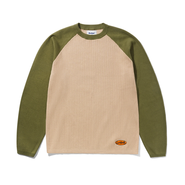 Butter Goods Abseil Knit Sweater, Tan / Army