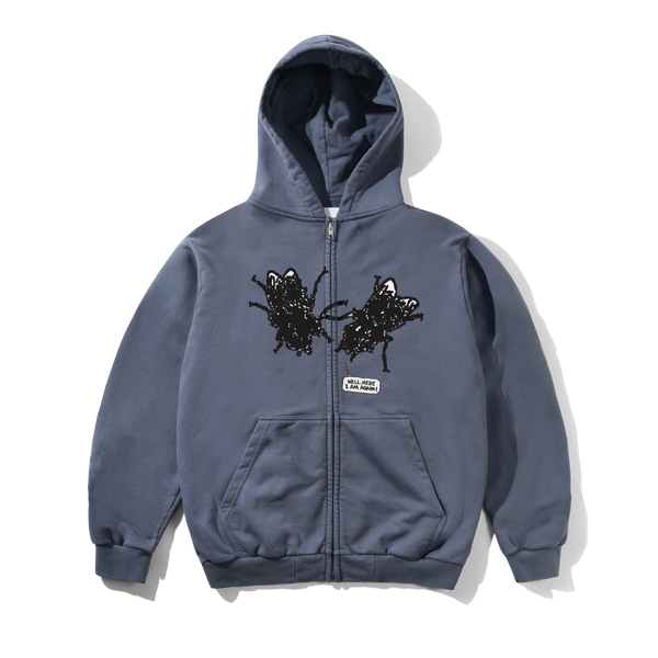 Butter Goods Again Zip-Thru Hood, Stone Blue