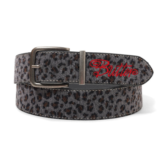 Animal Hide Belt, Grey Leopard