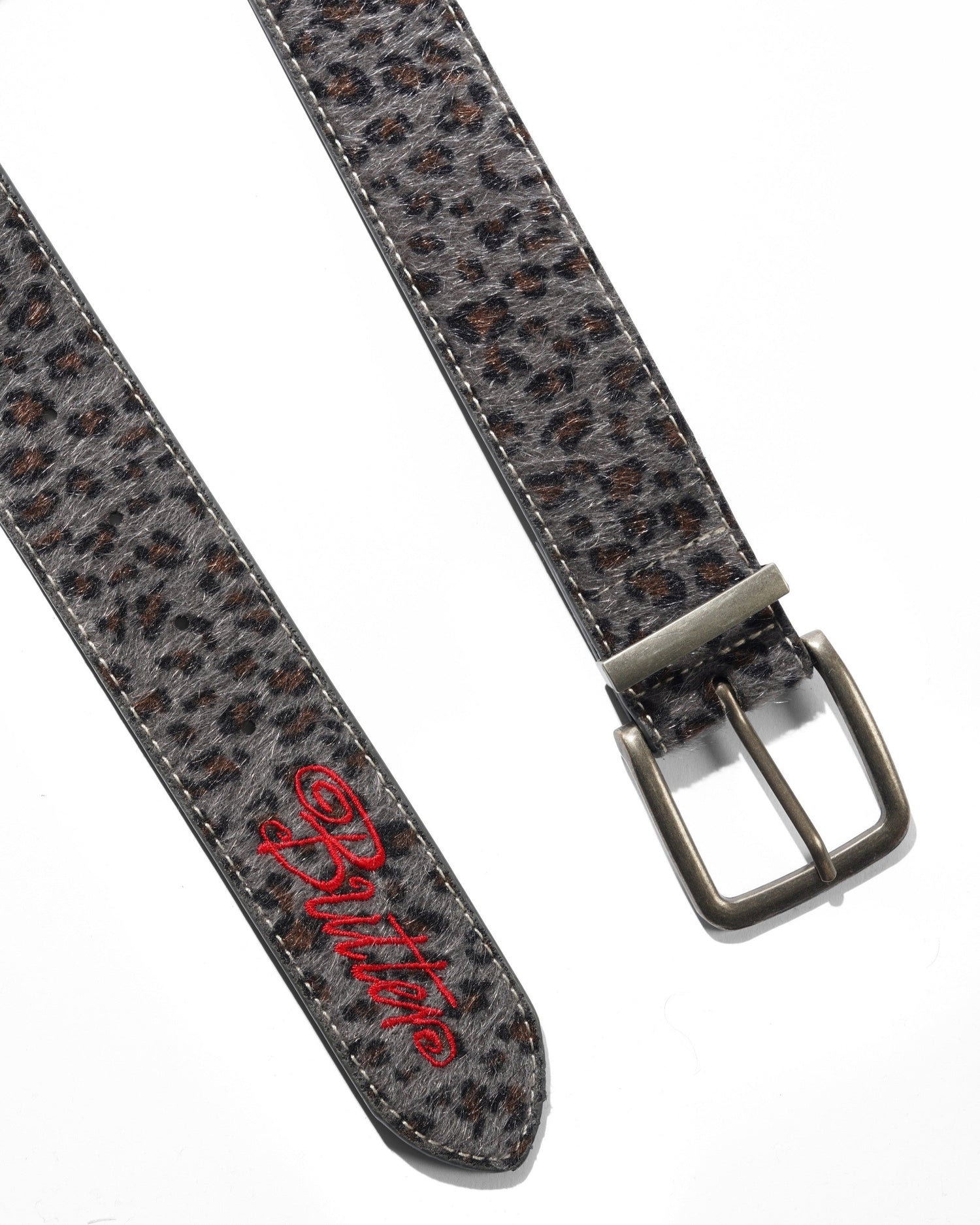 Animal Hide Belt, Grey Leopard