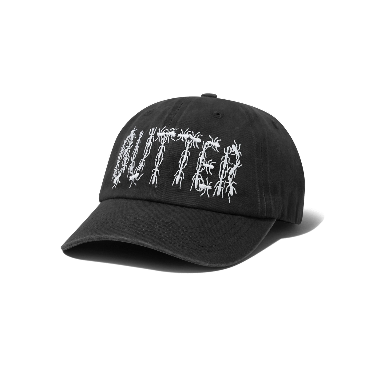 Ants 6 Panel Cap, Washed Black